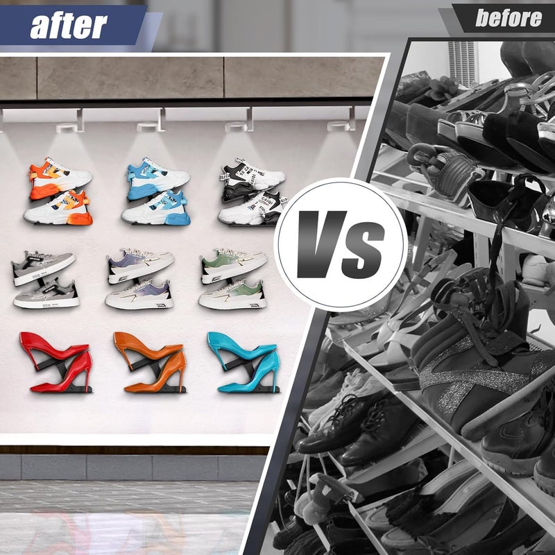 HANDSONIC 2 Pcs Floating Shoe Display Shelves, H-Type Sturdy Levitating Wall Shelf, Sneaker Holders for Shoe Collectors & Advertising Exhibition - Image 4